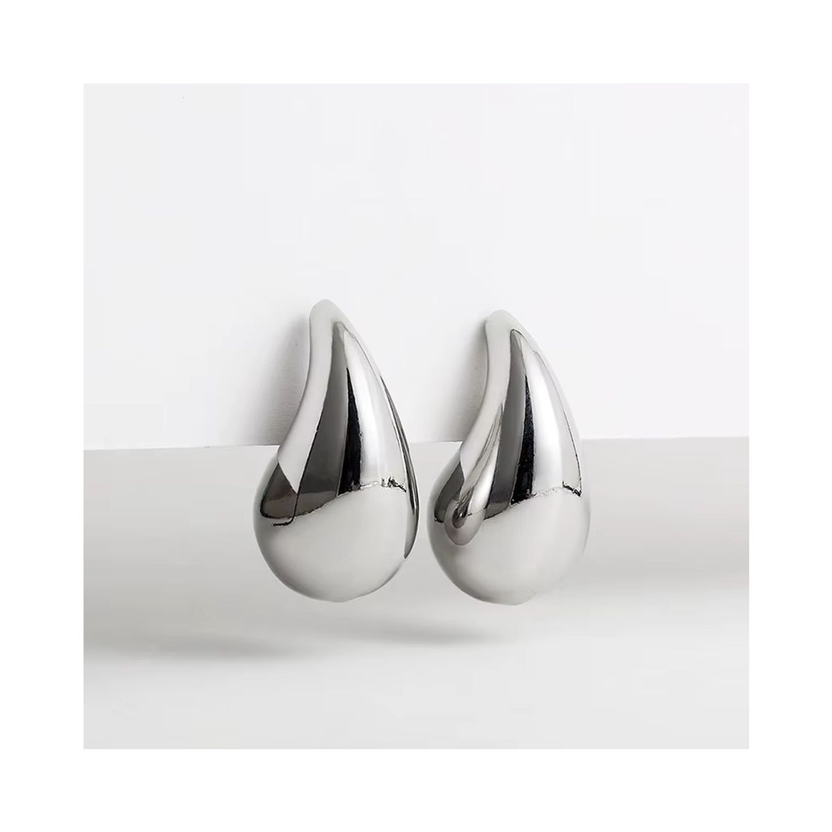 GENERICO - Aros Plata Estilo Gota Chunky 18 mm