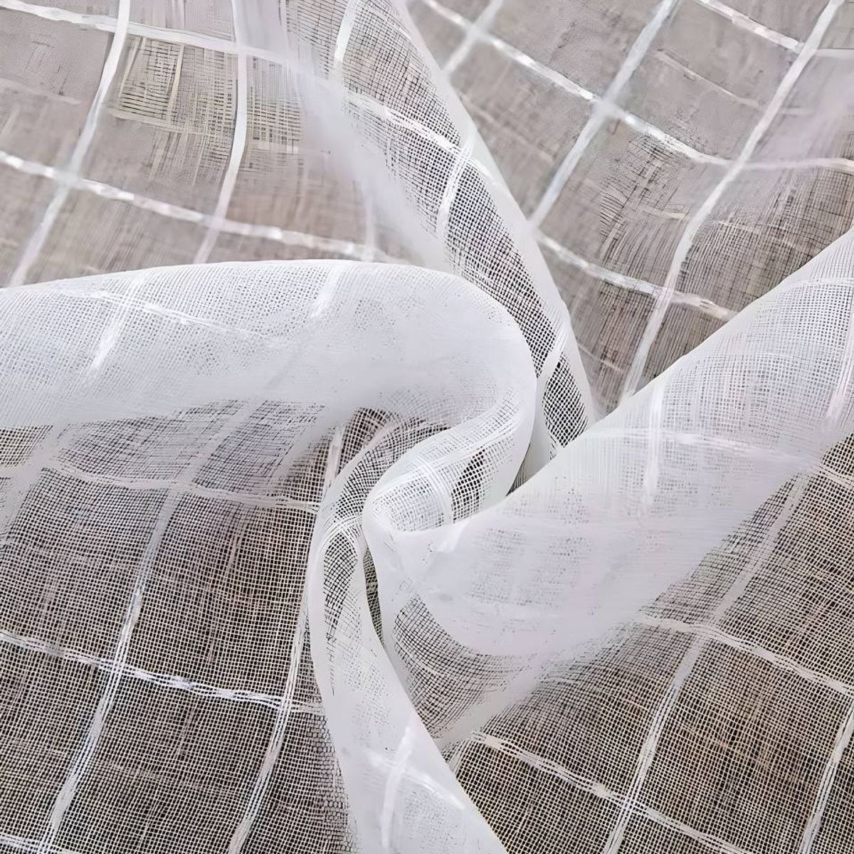 GENERICO - 2 panel de Cortina visillo transparente con textura 140x230cm S04