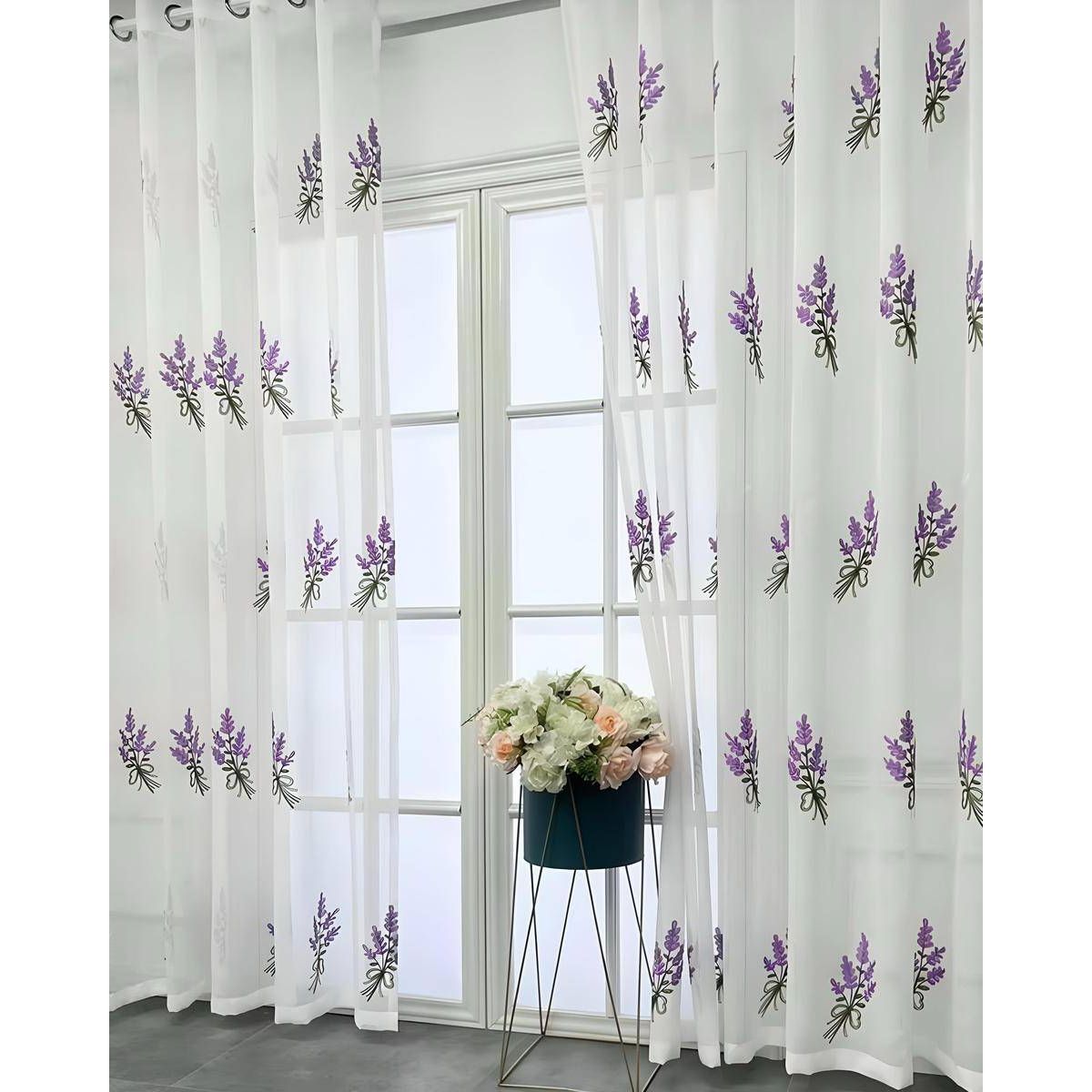 GENERICO - 2 panel de Cortina visillo transparente con textura 140x230cm TF09