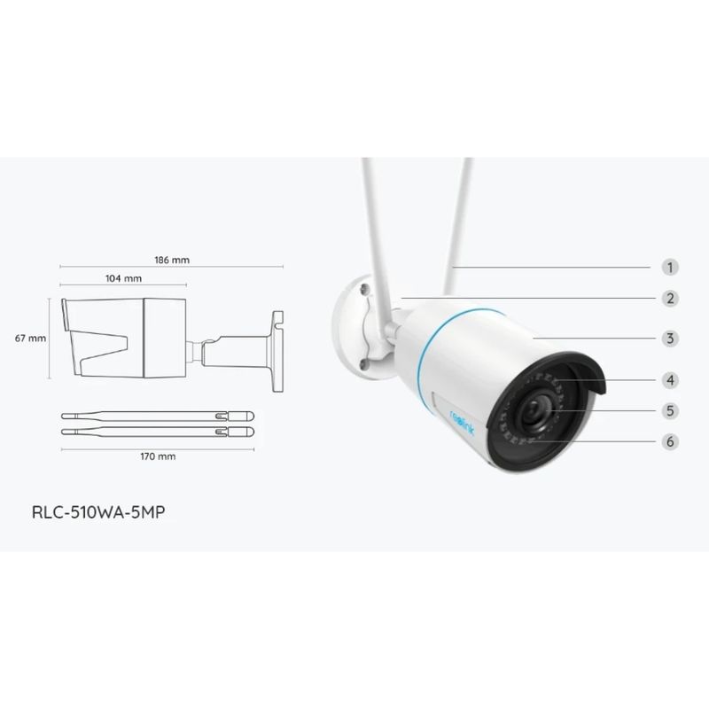REOLINK - Cámara WiFi Exterior 5MP Dual Band MicroSD 256GB