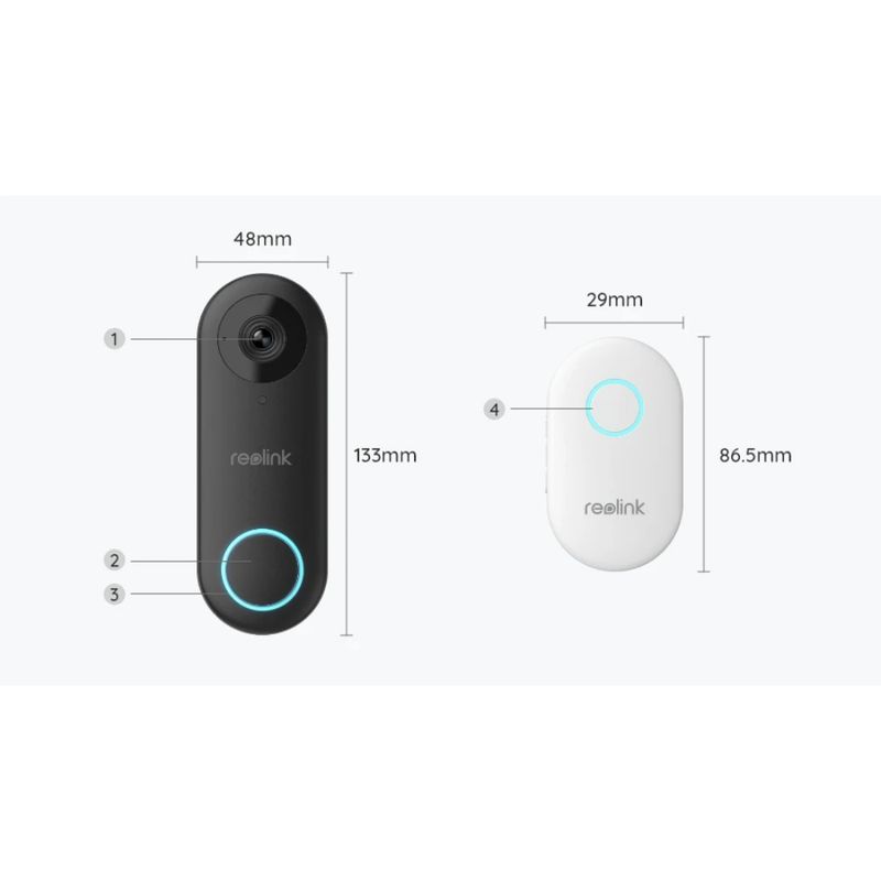 REOLINK - Timbre WiFi Video Cámara HD 5MP Detección Personas Reolink