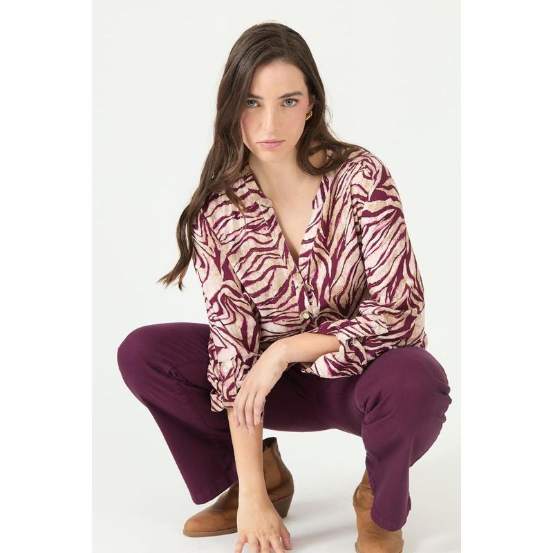 PRIVILEGE - Blusa burdeo estampada PRIVILEGE 2356 - Burdeos