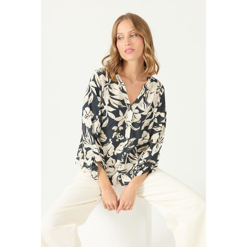 PRIVILEGE - Blusa negra estampada PRIVILEGE 2359 - Negro