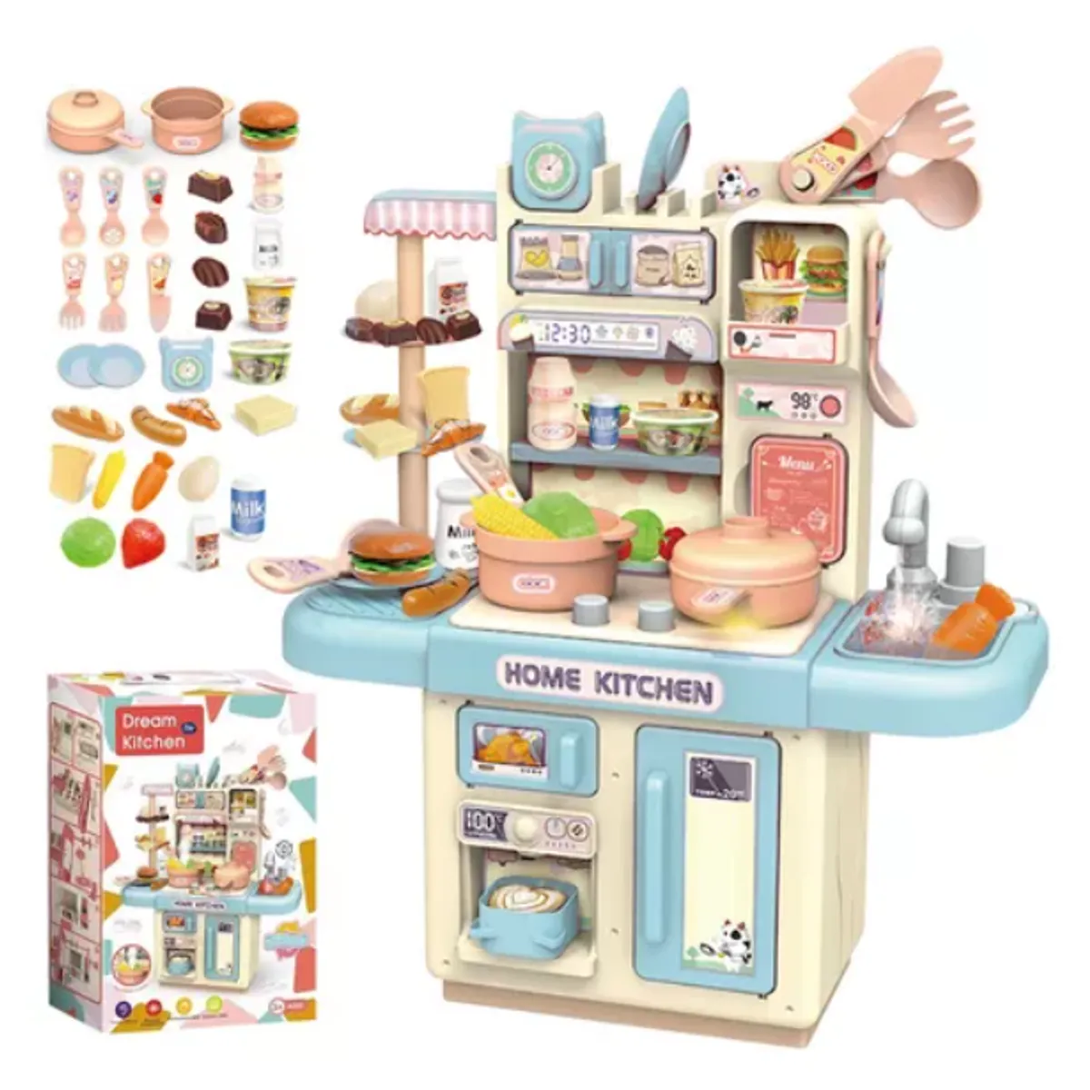 GENERICO - Cocina De Juguete Kitchen 32pcs Juego De Niñas Niños Celeste