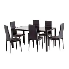 GENERICO - Comedor Dining 140x80 -Negro 6 puestos