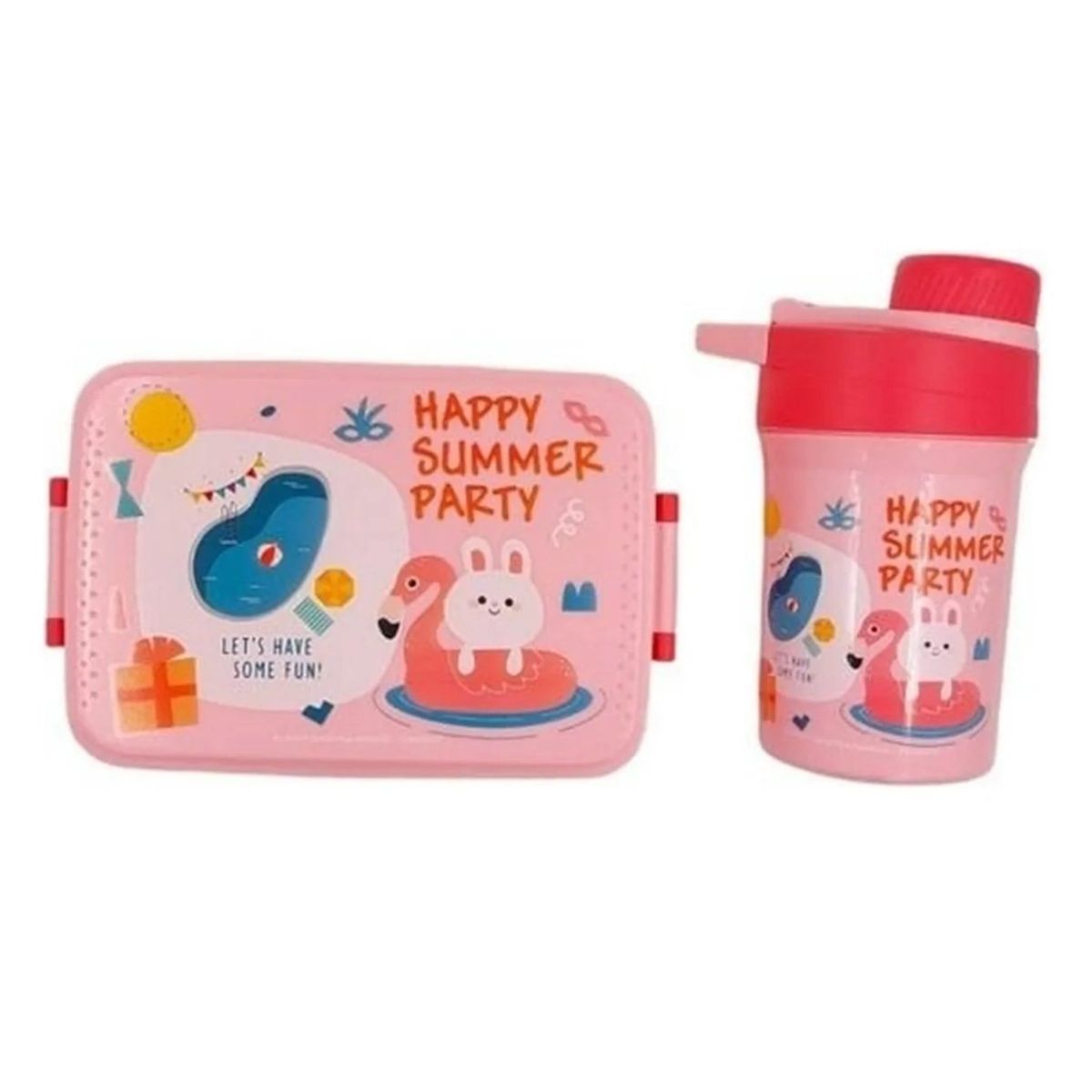 GENERICO - Tupper Contenedor Lonchera Escolar + Botella De Agua Jugo