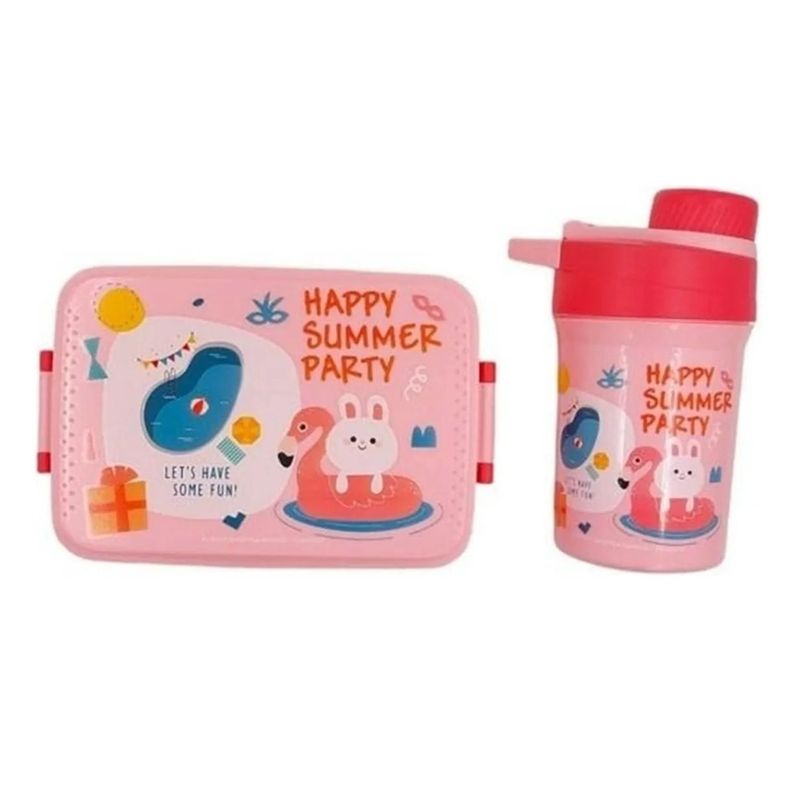 GENERICO - Tupper Contenedor Lonchera Escolar + Botella De Agua Jugo