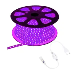 GENERICO - Cinta Led 220V Delgada Lila 100mt Con Adaptador