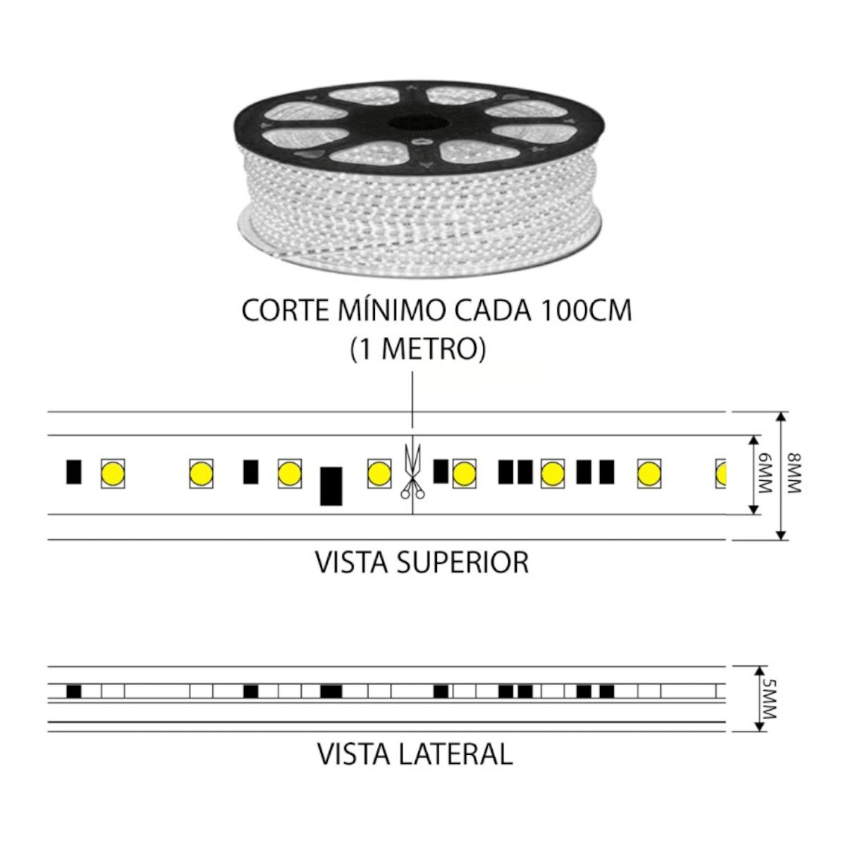 GENERICO - Cinta Led 220V Delgada Lila 100mt Con Adaptador