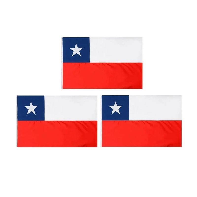 GENERICO - Pack3 Banderas De Chile Bandera Chile Chilena 120 X 180 Tela