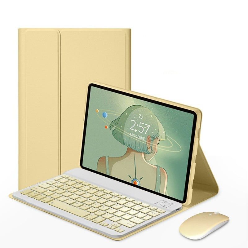 TIOZONEY - Funda para iPad 9 8 o 7 con teclado y mouse- Amarillo