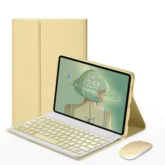 TIOZONEY - Funda para iPad 9 8 o 7 con teclado y mouse- Amarillo
