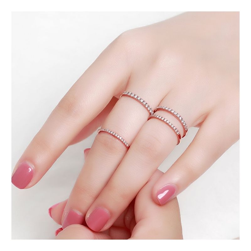 ZG JOYAS - Anillos Ajustable Plata S925 En Oro Rosa 18k Cristales