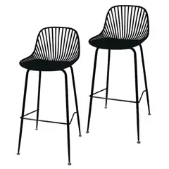 HABITA2 CHILE - Pack 2 Taburete Indiana Metálico Negro 77cm