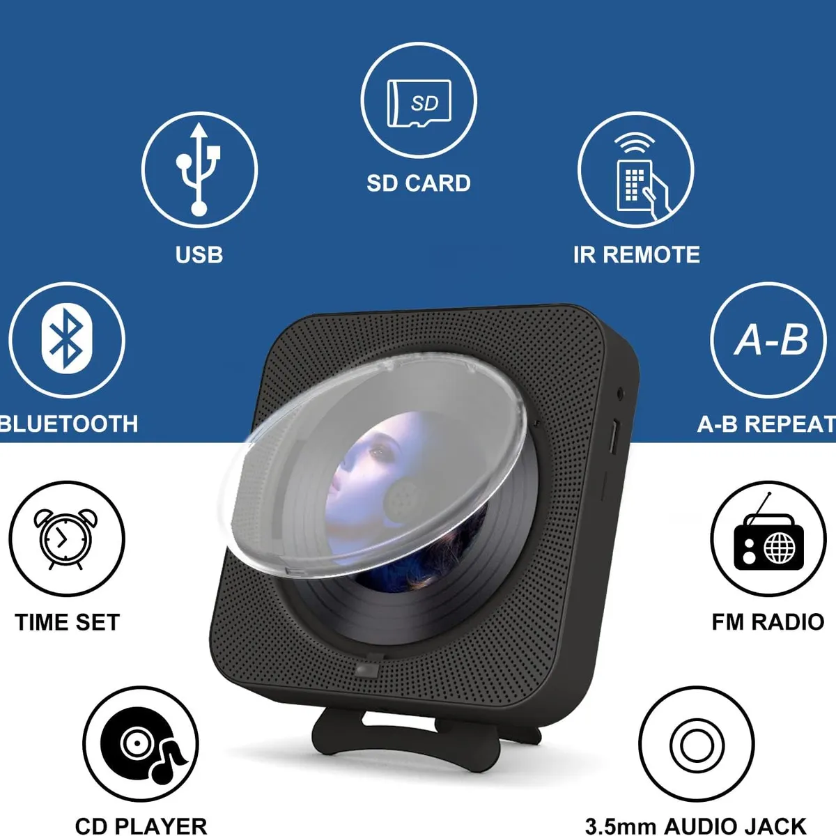 TIOZONEY - Reproductor de CD Bluetooth Pantalla LED