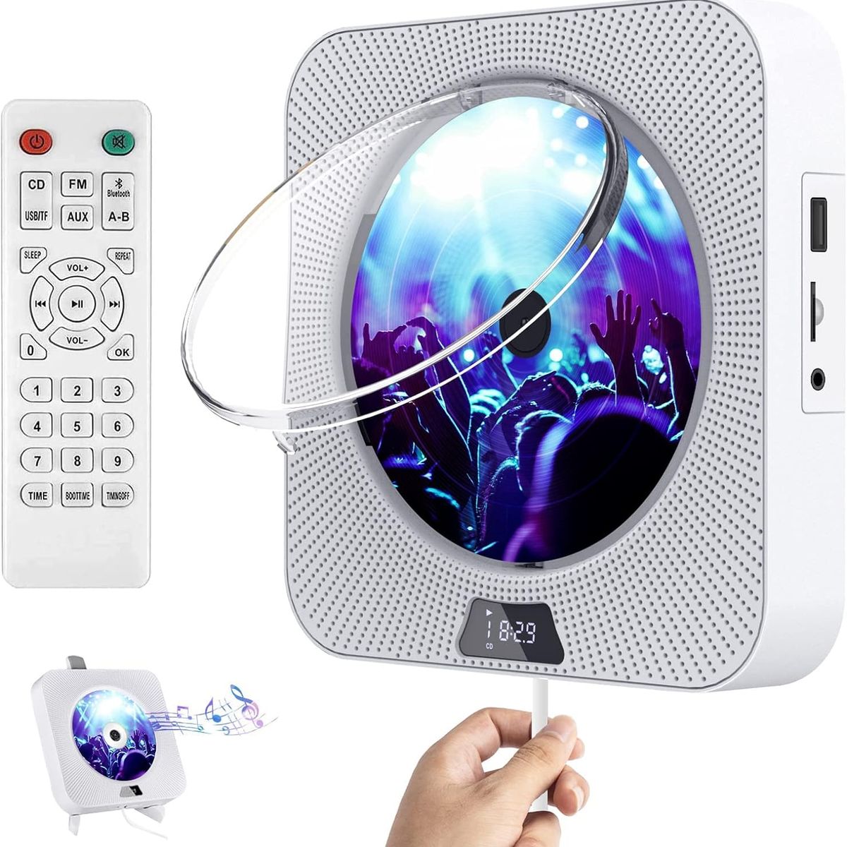 TIOZONEY - Reproductor de CD Bluetooth Pantalla LED