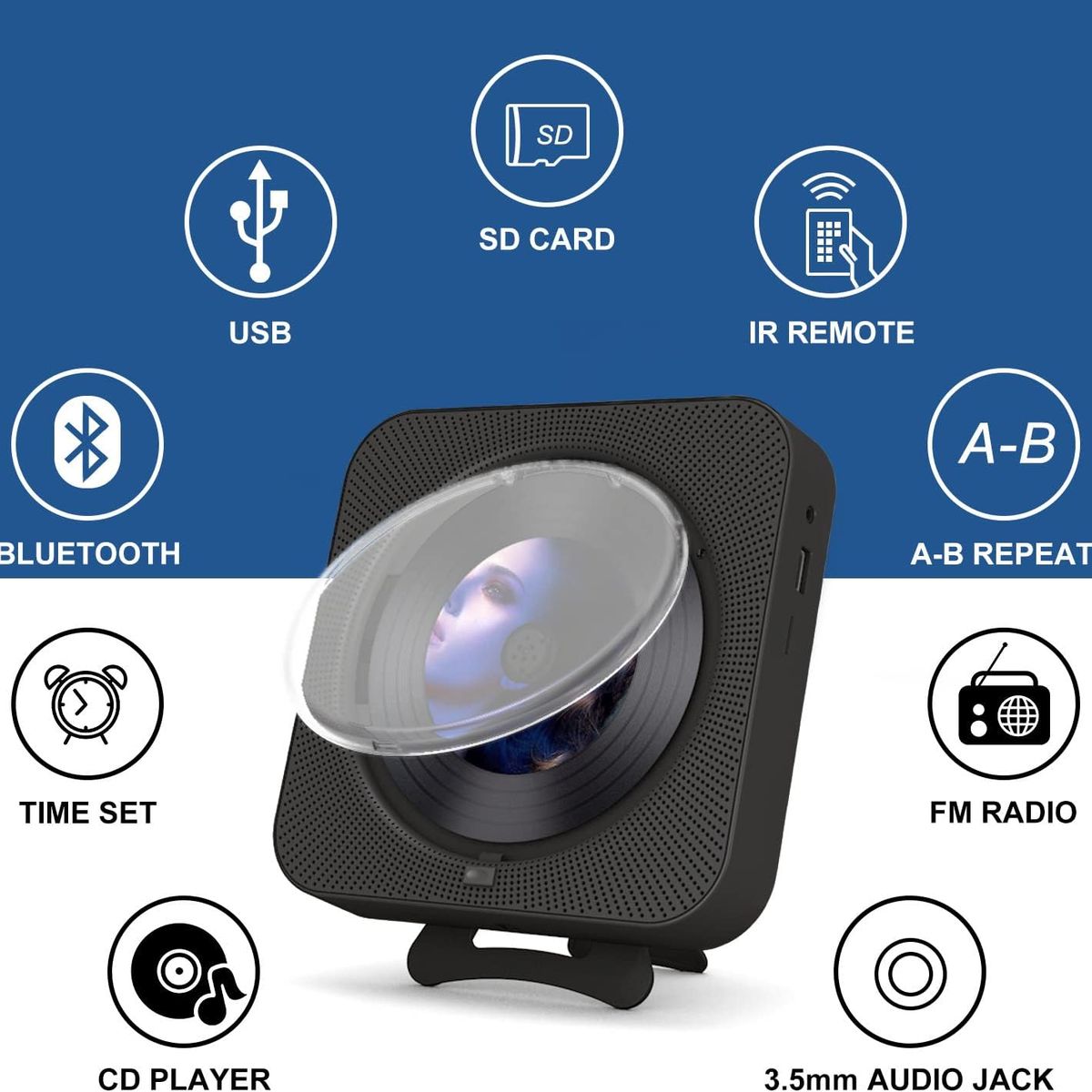 TIOZONEY - Reproductor de CD Bluetooth Pantalla LED