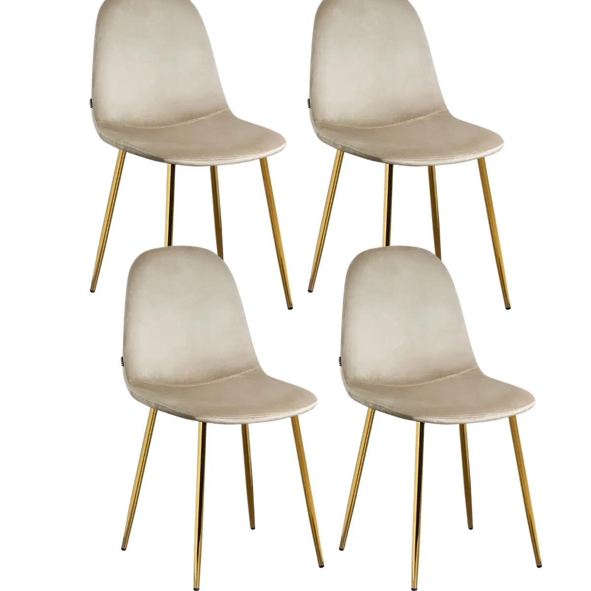 GENERICO - Pack 4 Silla de Comedor Trendy Top Gold Terciopelo -Beige