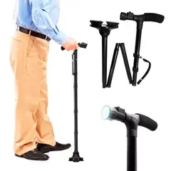 GENERICO - Bastón de Apoyo Plegable con Luz LED para Adultos Mayores