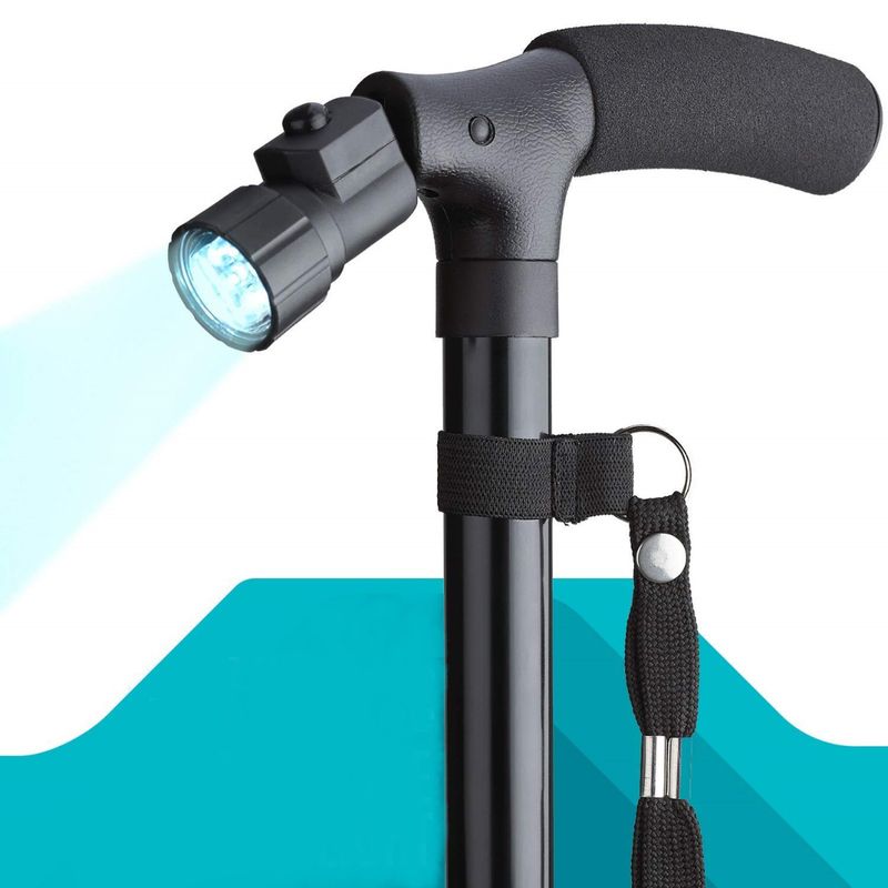 GENERICO - Bastón Ortopédico Ajustable con Luz y Mango Ergonómico