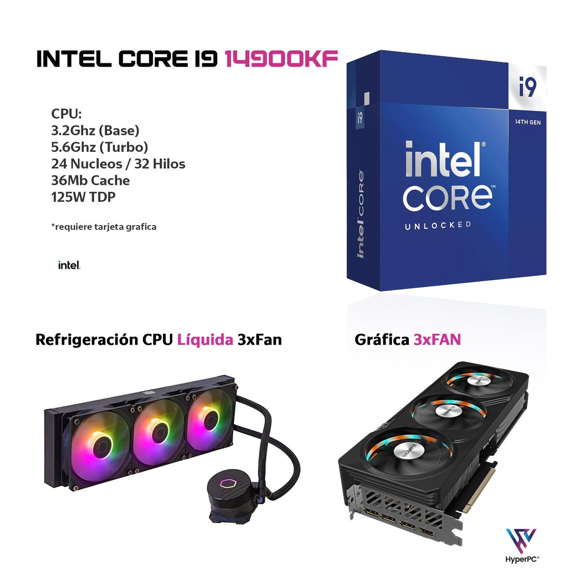 HYPERPC - PC GAMER Blanco INTEL CORE i9 14900KF 64Gb DDR5 1Tb RTX 5080 16Gb