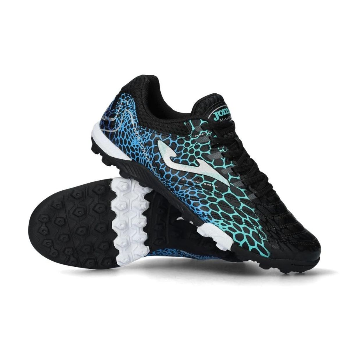 JOMA - Zapatilla Fútbol Turf Hombre Máxima Negro Turquesa Joma