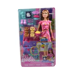 MATTEL - Muñeca Barbie Set De Juego Fiesta De Pijamas Con Perritos