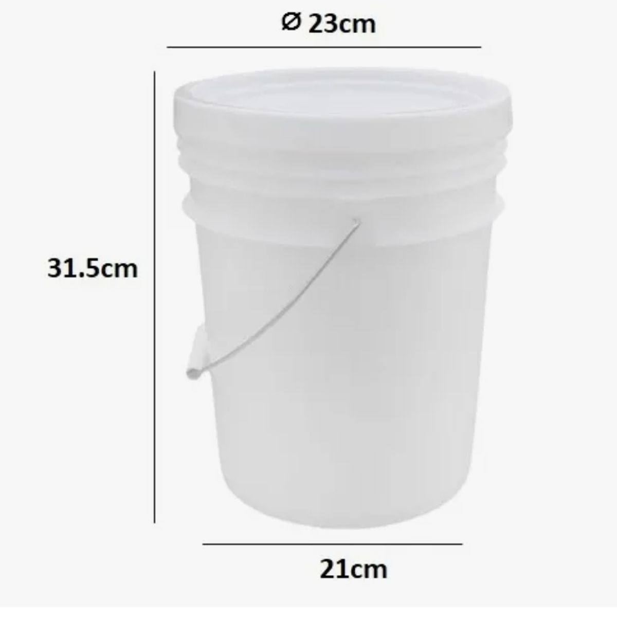 MARIO HADDAD - Balde Blanco Liso 10 Litros Con Tapa, Con Mango, Sin Olor