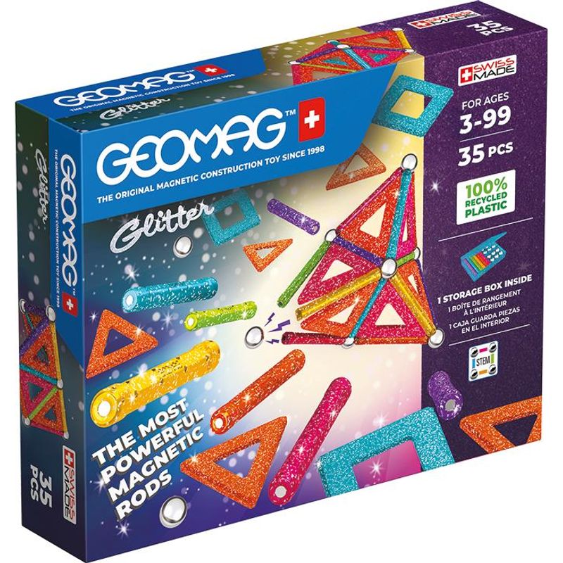 GEOMAG - Juego de Creacion Magnético Glitter 35 piezas - Multicolor