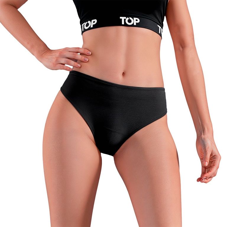 Calzon Bikini Algodon Incontinencia - Flujo Moderado Negro S