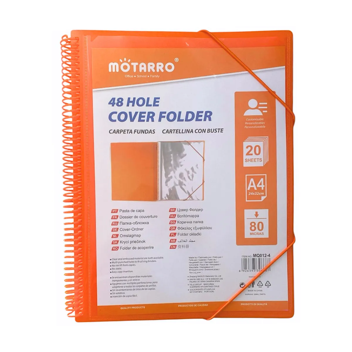 MOTARRO - Carpeta Archivadora Anillada A4 Con 20 Fundas Transparentes