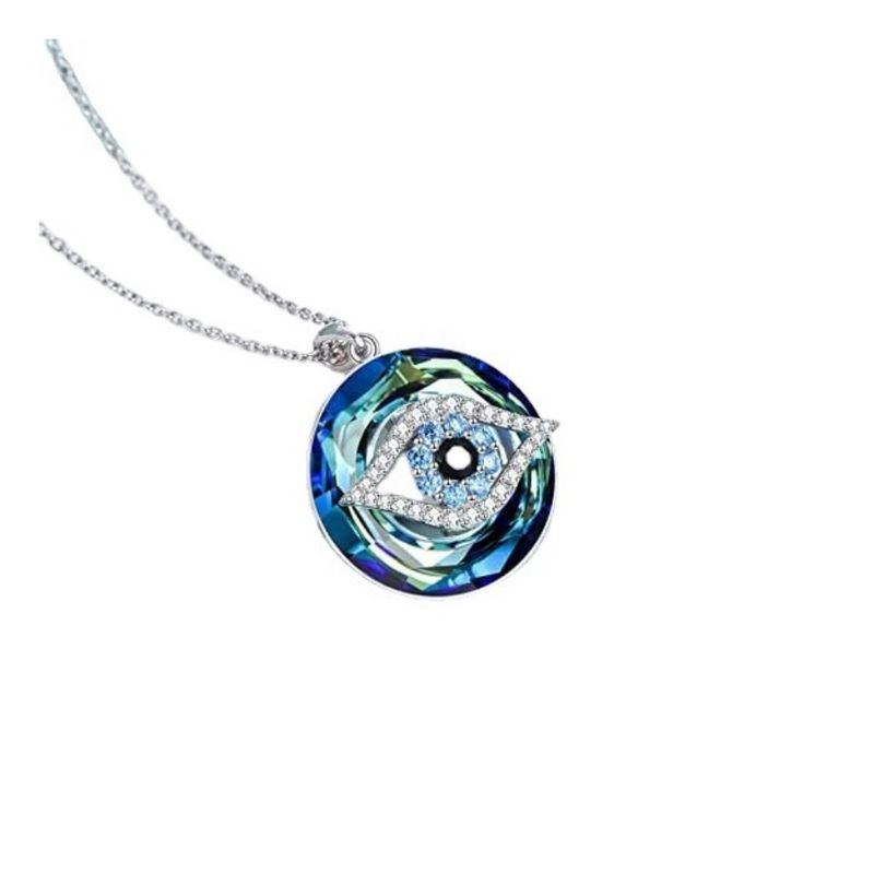 ZG JOYAS - Collar Cadena Plata S925 Colgante Ojo Turco Mujer