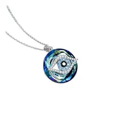 ZG JOYAS - Collar Cadena Plata S925 Colgante Ojo Turco Mujer