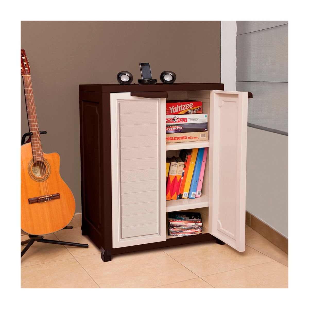 GENERICO - Mueble Organizador 2 Niveles Madeira 70x95x45cm