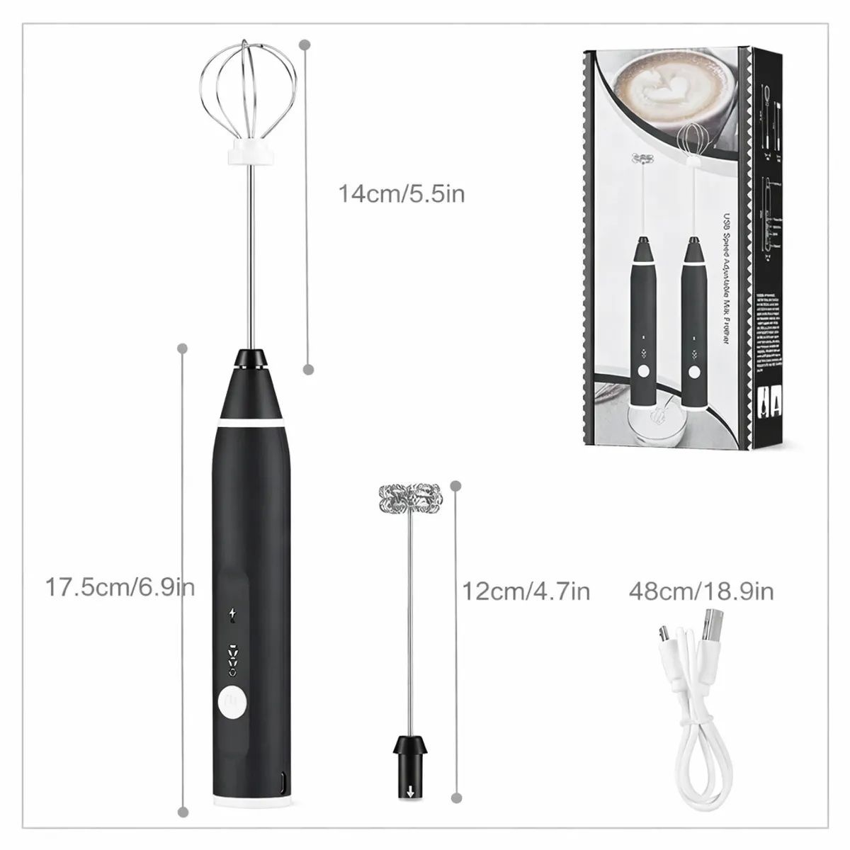 MOVI - Espumador y batidor de mano USB 3 velocidades