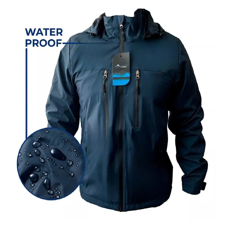 OUTDOOR TECH - Corta Viento Hombre Impermeable Engomada Termica Azul Marino