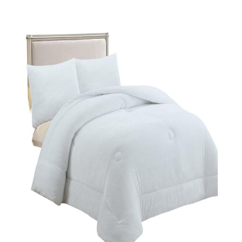 GENERICO - CUBRECAMA PLUSH CON CHIPORRO INVIERNO KING BLANCO