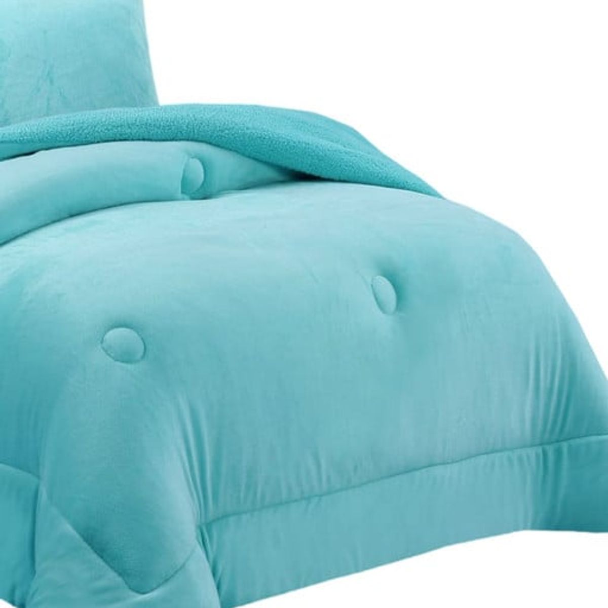 GENERICO - CUBRECAMA PLUSH CON CHIPORRO INVIERNO KING CELESTE