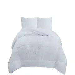 GENERICO - CUBRECAMA PLUSH CON CHIPORRO PELUDO INVIERNO 2 PLAZAS BLANCO