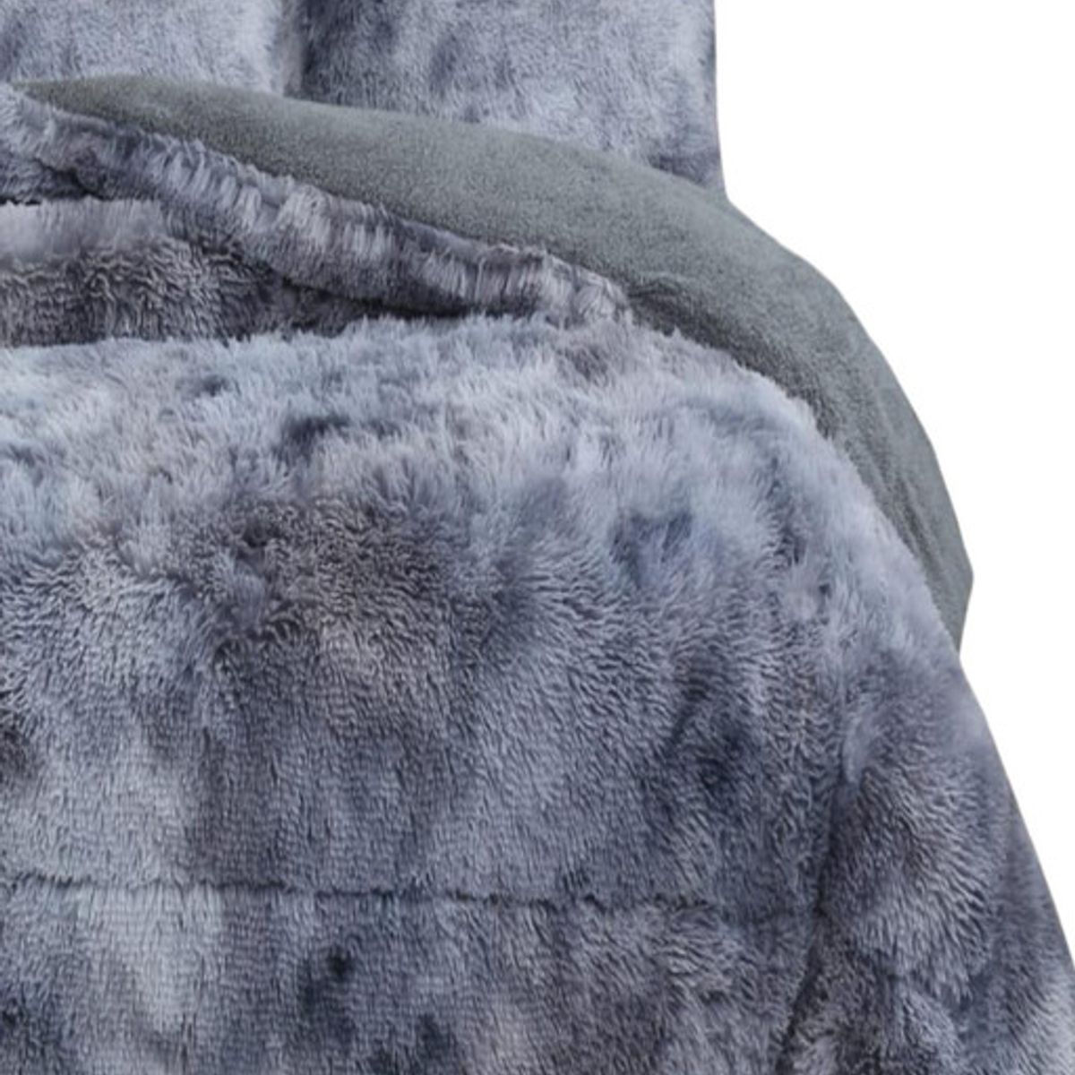 GENERICO - CUBRECAMA PLUSH CON CHIPORRO PELUDO INVIERNO 2 PLAZAS GRIS JASPEADO