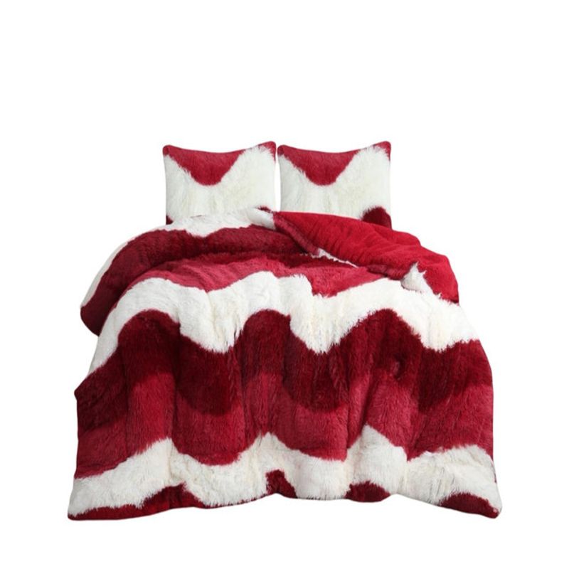 GENERICO - CUBRECAMA PLUSH CON CHIPORRO PELUDO INVIERNO 2 PLAZAS ROJO