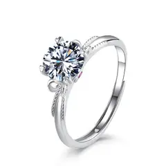 ZG JOYAS - Anillo Compromiso Ajustable Plata 925 Moissanita 1CT