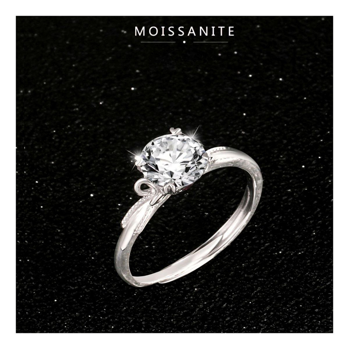 ZG JOYAS - Anillo Compromiso Ajustable Plata 925 Moissanita 1CT