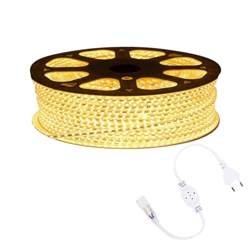 WANT - Cinta Led 220V Delgada Luz Cálida 100mt Con Adaptador