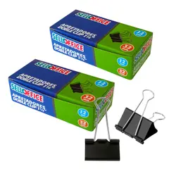 MOTARRO - Sujetapapeles Metálicos Binder Clips Color Negro Pack 24