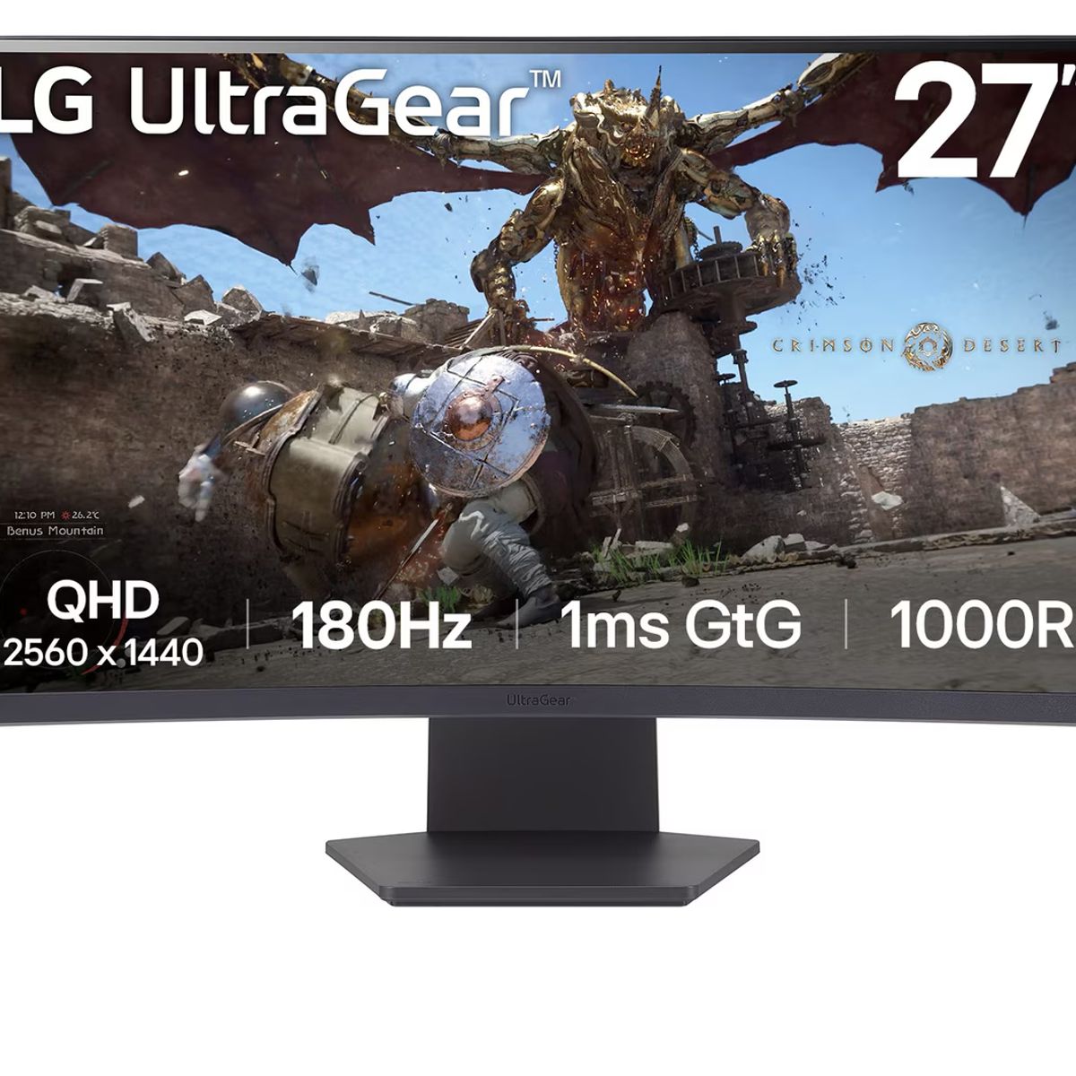 LG - Monitor Gamer LG UltraGear 27 Curvo VA QHD HDR10 180Hz 1ms
