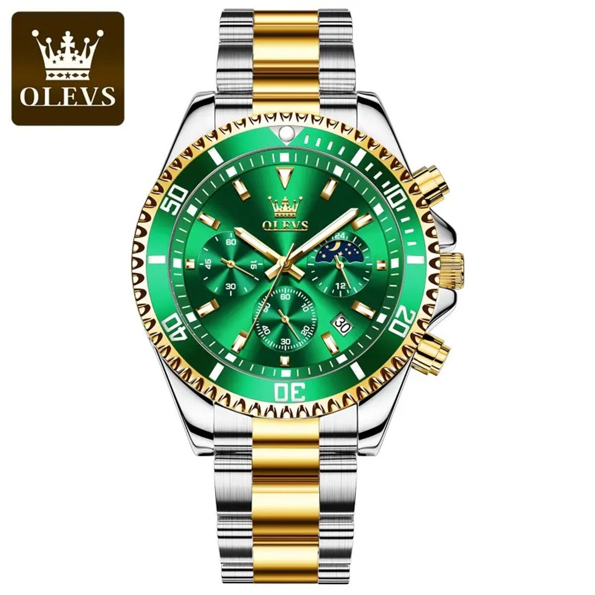 STARTECHOFFICE - Reloj Cronógrafo Deportivo de Lujo para Hombre Acero Inoxidable Movimiento Cuarzo SEIKO