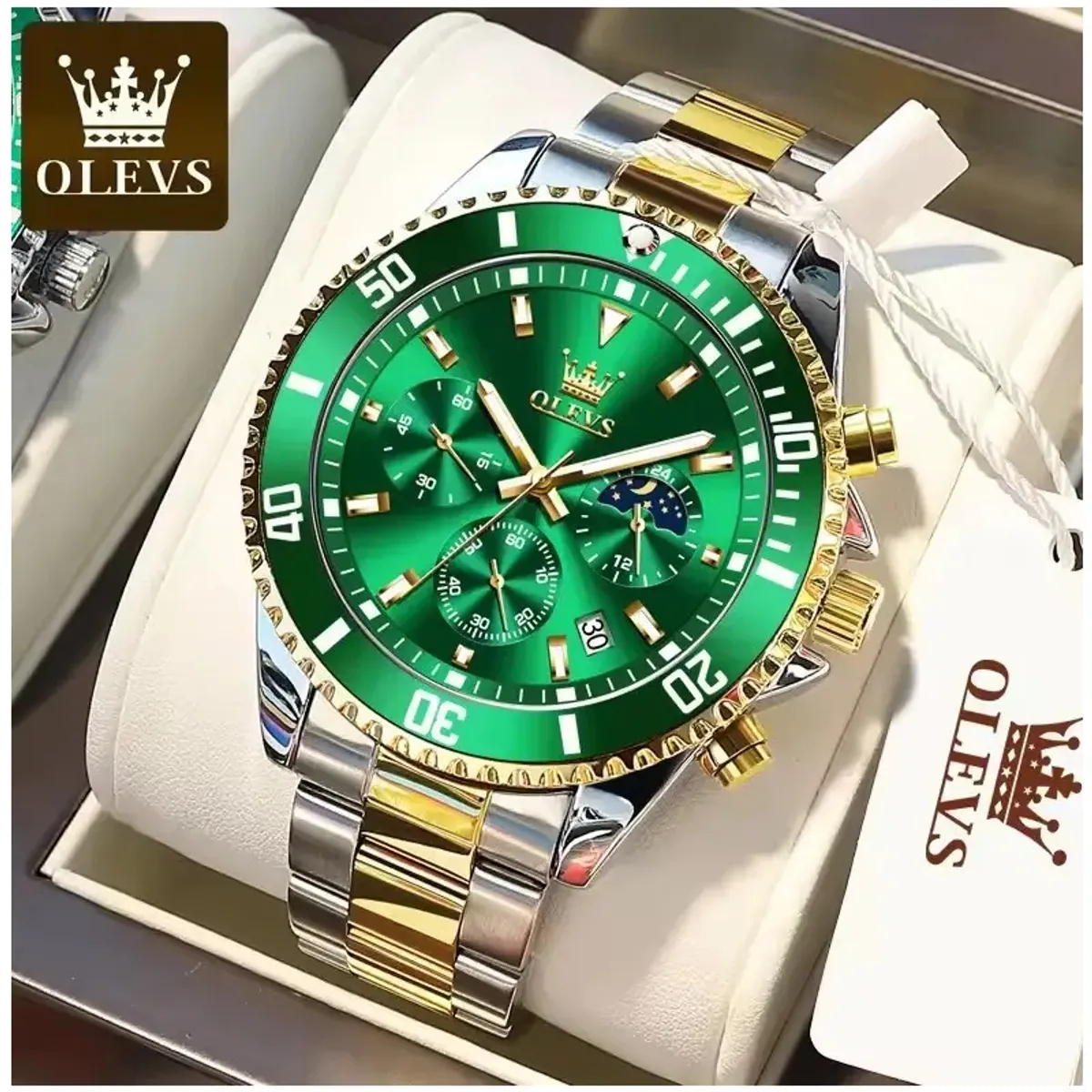 STARTECHOFFICE - Reloj Cronógrafo Deportivo de Lujo para Hombre Acero Inoxidable Movimiento Cuarzo SEIKO