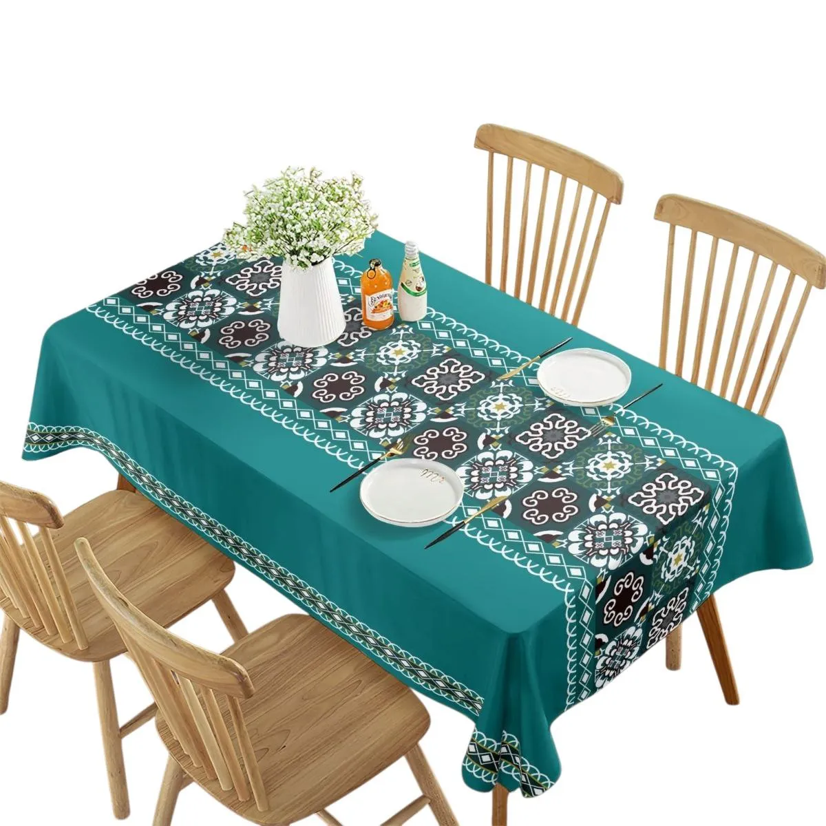 GENERICO - Mantel De Mesa Rectangular Impermeable Estampado Medida 140cm x 220cm