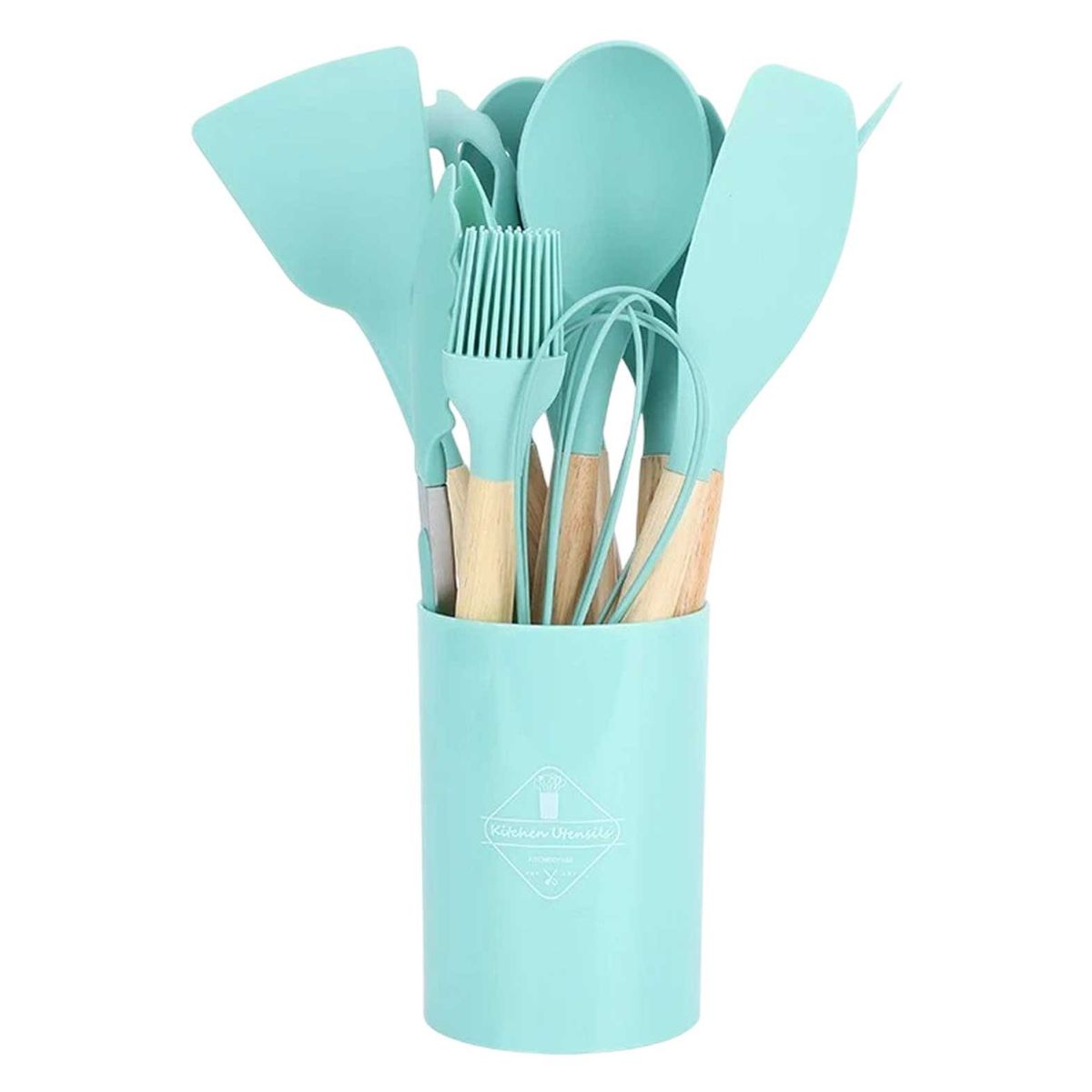 GENERICO - Set 12 Utensilios De Cocina Silicona Verde